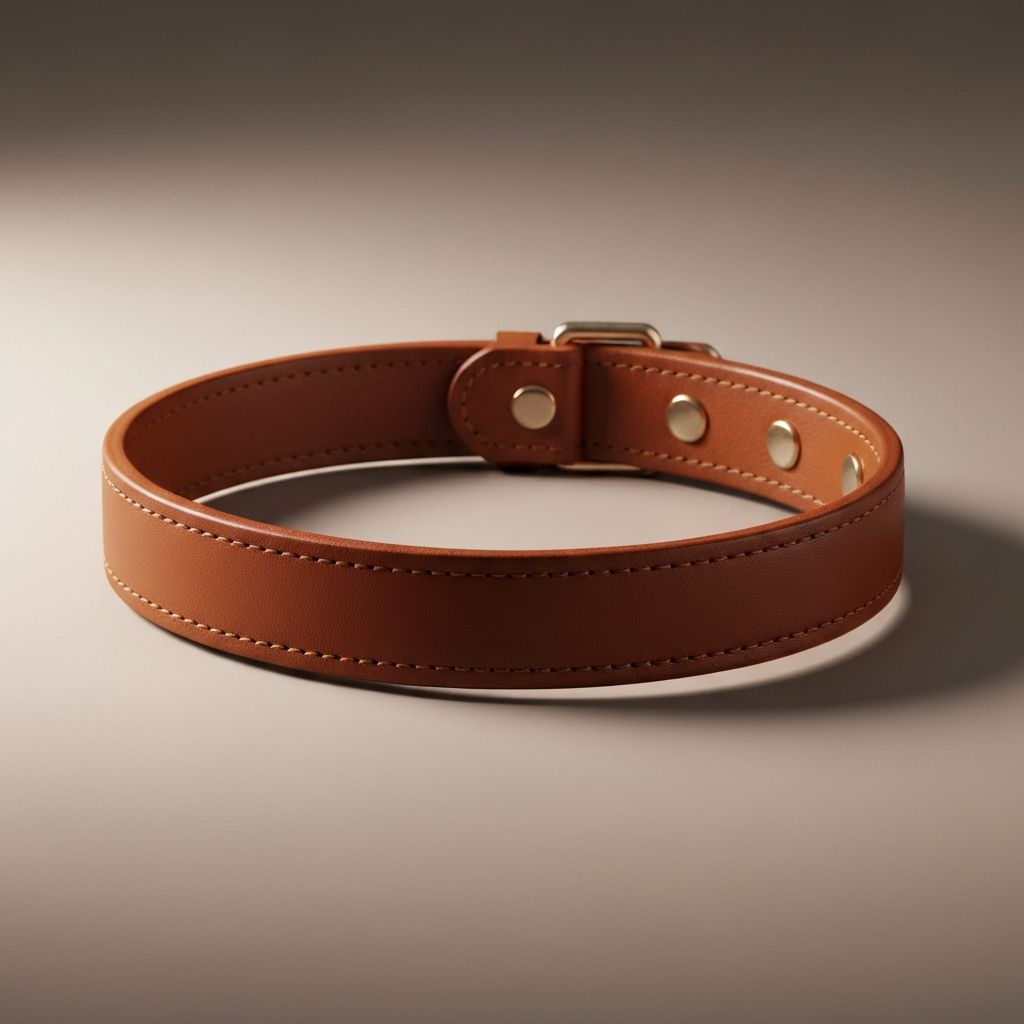 Premium Kastanienbraunes Lederhalsband mit klassischer Schnalle