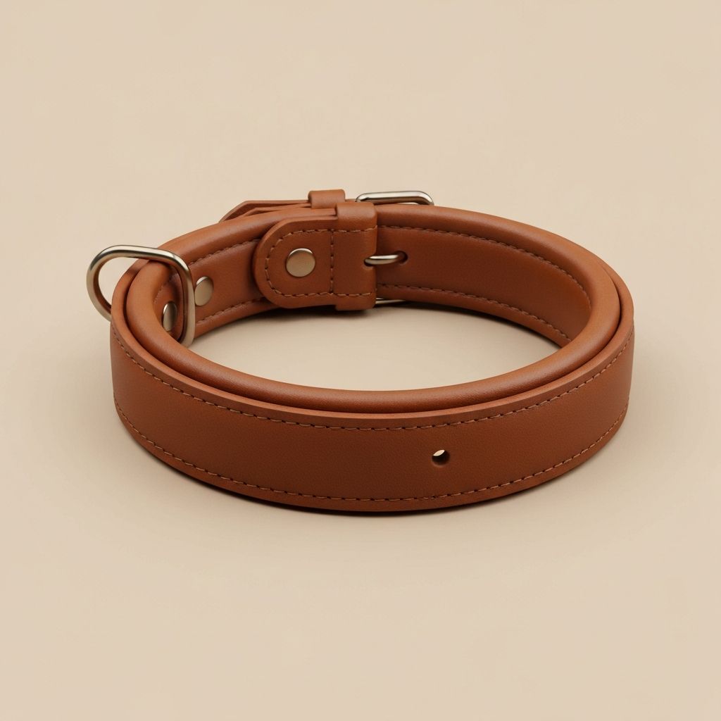 Cognacbraunes Lederhalsband mit subtiler Polsterung