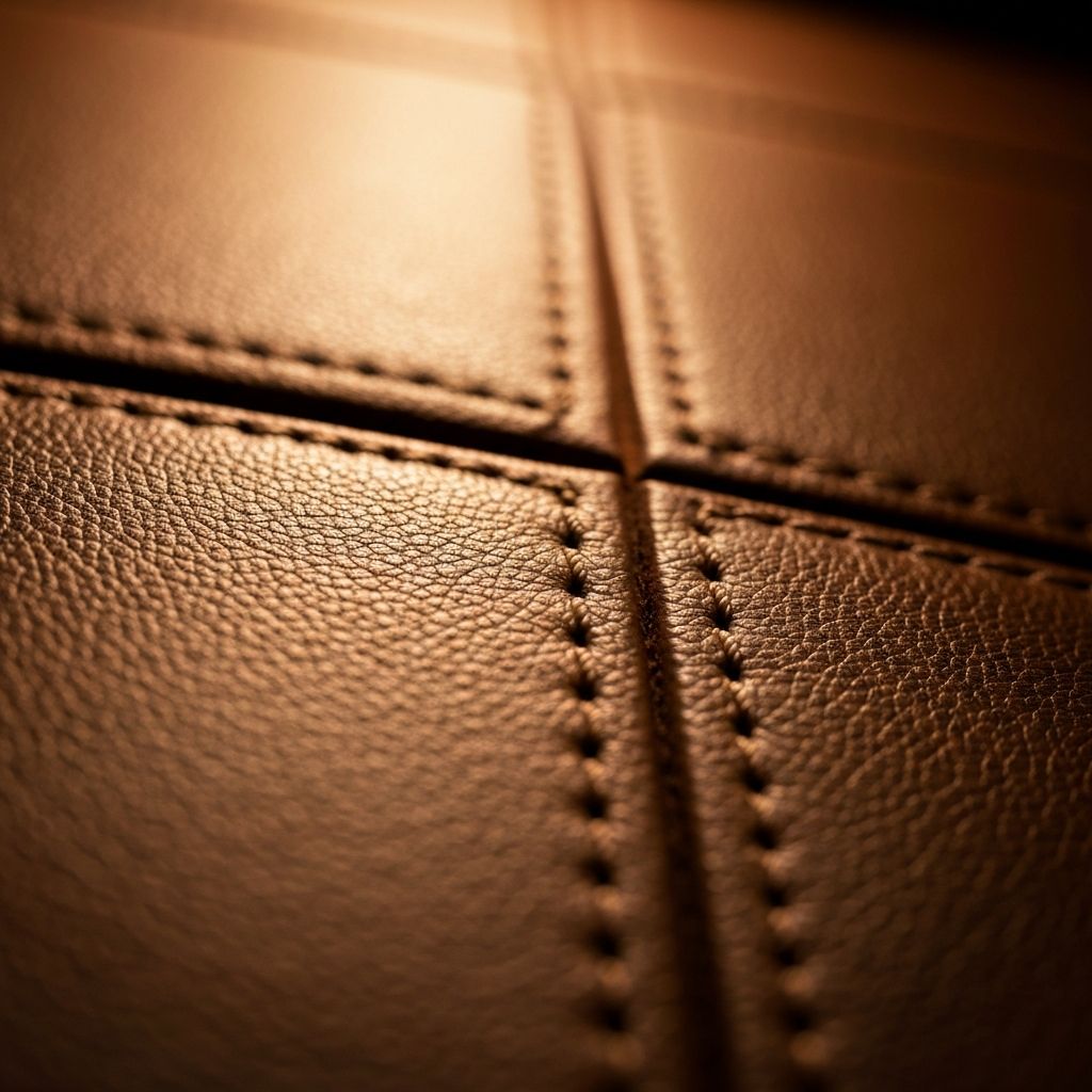 Lederstruktur mit detaillierter Naht